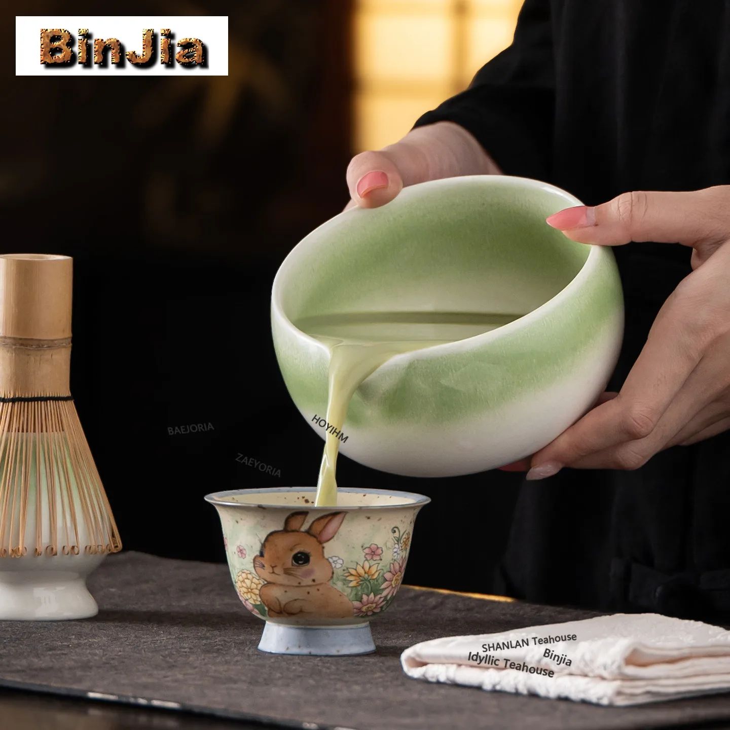 BAEJORIA Gradual Change Green Tea Set Complete Set Japanese Matcha Set Kit Tea Ordering Tools Kitchen Gadgets For Beverage Shop
