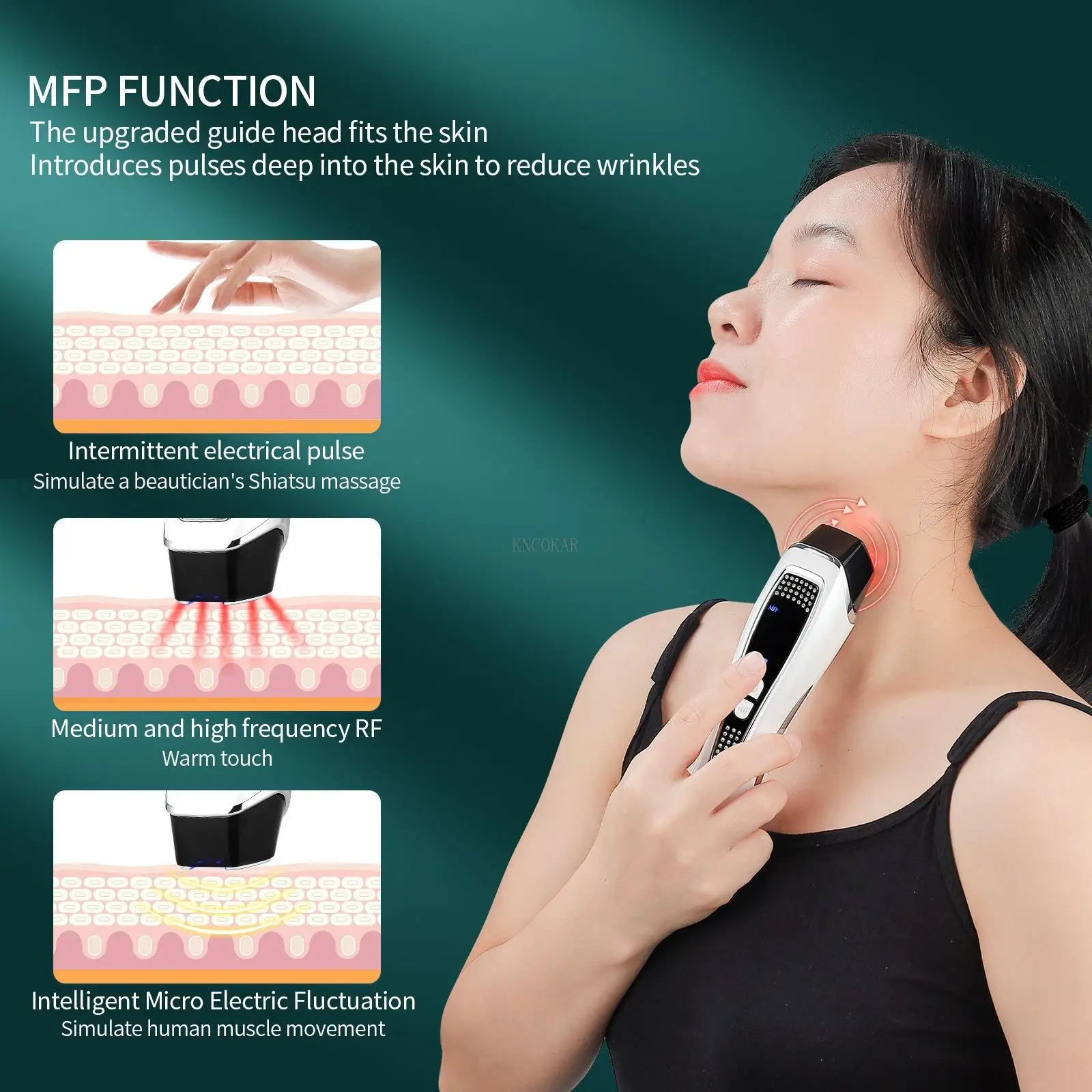 5-IN-1 Pulse Beauty Instrument Facial Massager LED light Therapy Electroporation Skin Rejuvenation Micro current Wrinkle Removal
