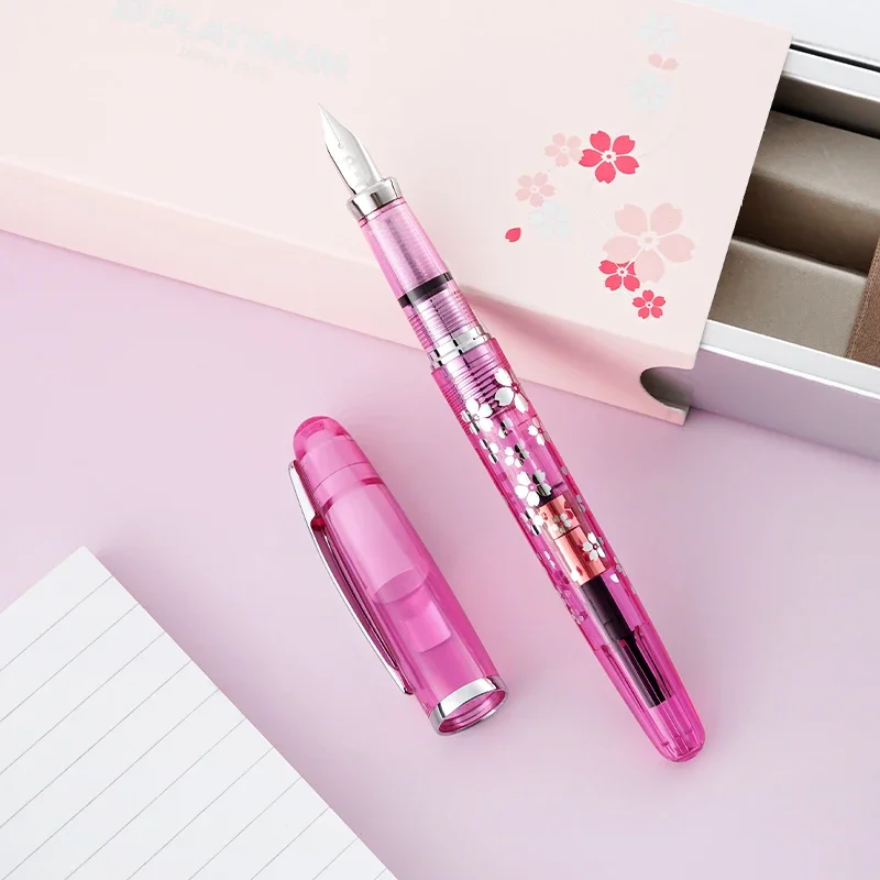 Original Platinum Pgb-3000a Sakura Limited Edition Demonstration Fountain pen Series Transparent Crystal Pink Writing Gift