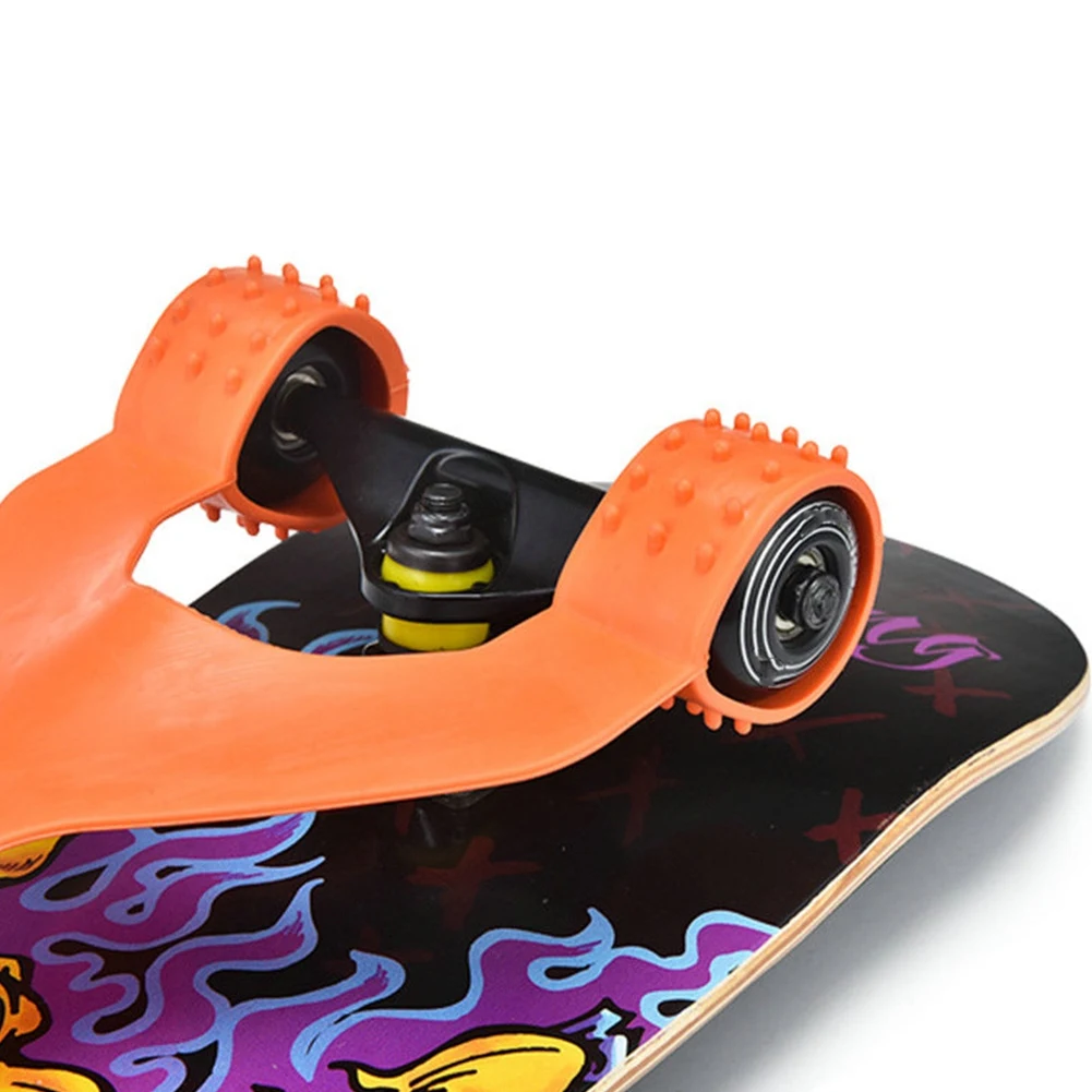 Skateboarding Jumping Bar Beginners Professional Board Double Warping Four Wheel Skateboard Springboard Assistant,Orange