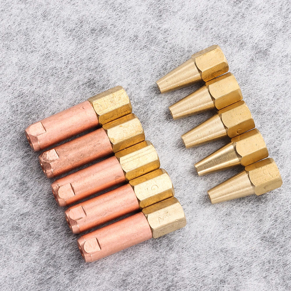 5Pcs/Set Gas Brazing Torch Nozzle Pure Copper Cutting Torch Tip Oxygen Welding Propane Acetylene Solder Welding Accessories