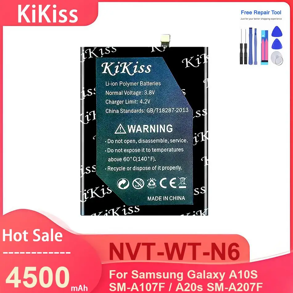 

Аккумулятор для мобильного телефона KiKiss для Samsung Galaxy A10S SM-A107F A20s SM-A207F, аккумуляторы NVT-WT-N6 4500 мАч