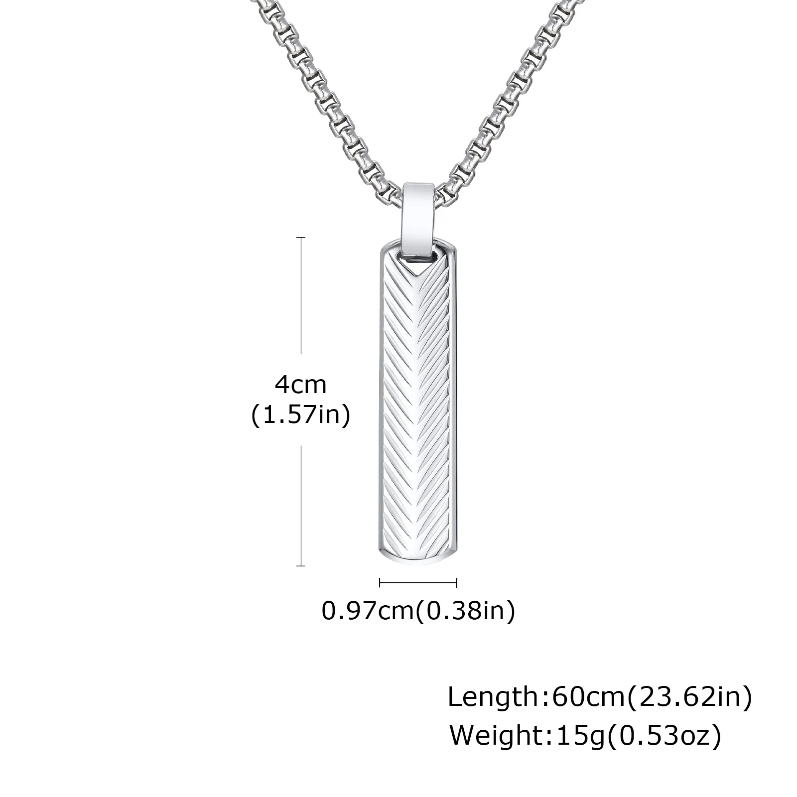 Stainless Steel Jewelry Vertical Bar Pendant Man Necklaces Silver Color Collar Simple For Dad Boyfriend Valentine's Day Gift - Image 2