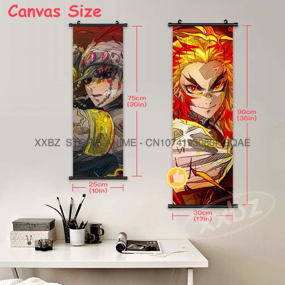Dämon Slayer Scroll Bild Anime Poster Leinwand Home Decor Wand Kunst Hängen Malerei Kokushibou Uzui Tengen Valentinstag Geschenk – Detail 5