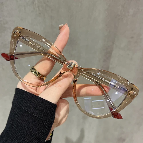 Imagen 2 del producto CLLOIO, elegante montura de ojo de gato, gafas de lectura antiluz azul para ordenador para mujer, gafas graduadas personalizables para miopía e hipermetropía