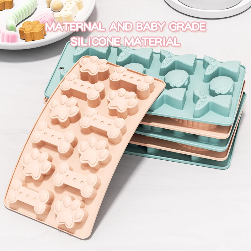 Dog Footprint Silicone Mold Cake Molds Bone Cookie Cutter Fondant 3D DIY Cat Paw Silicone Bakeware Molds Baking Accessories