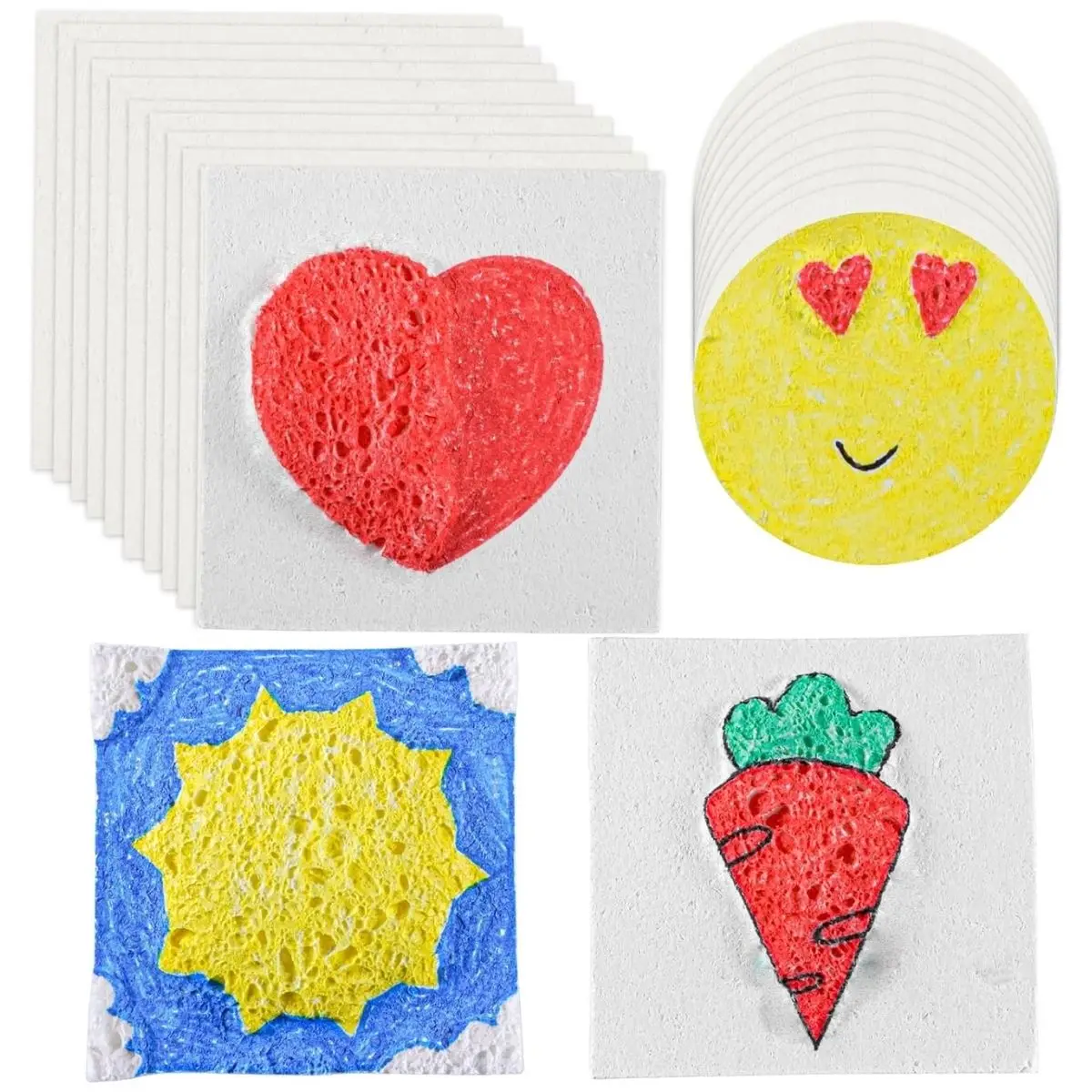 10Pcs Foam Texture Paper Square & Round Foam Texture Blank Painting Paper Coloring Puffy Texture Paper for Handmade Craft 、
