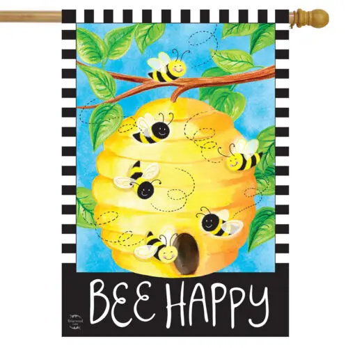 Bee Happy Bees Spring House Flag 28