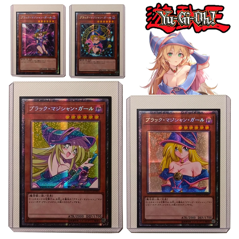 Kartki Yu-Gi-Oh Dark magik Girl DIY jasne złoto chłopców Anime kolekcjonerska kartka na prezenty świąteczne etui na karty urodzinowe