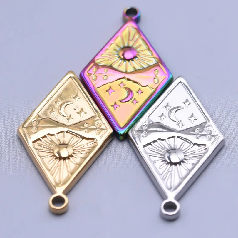 دلاية المعين هندسية غير منتظمة ، قمر ونجمة ، شمس بحر نجوم ، دلايات صناعة يدوية ، إكسسوارات قلادات تصنعها بنفسك ، 5 في اللوت #2