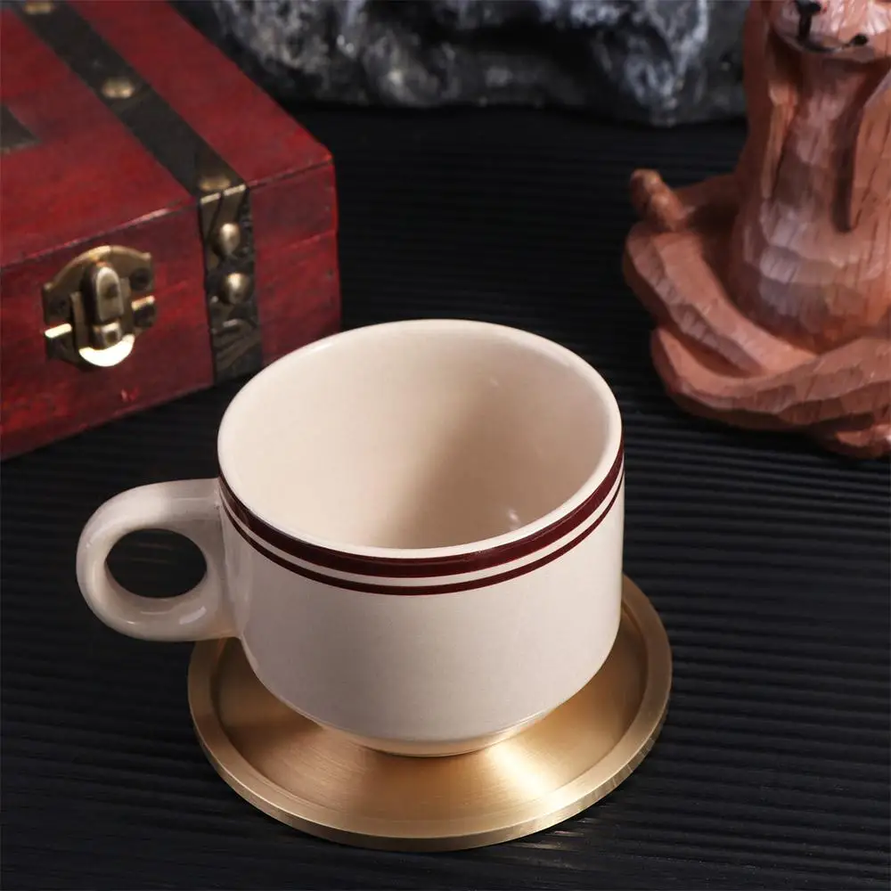 Immagine 3: Sottobicchieri Rotondi in Ottone per Centrotavola, Decorazioni Resistenti al Calore, Sottobicchieri in Rame per Tavoli da Caffè e Arredamento Casa