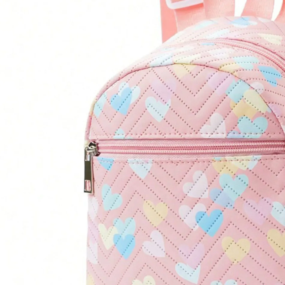 Rainbow Multi Color Mini Backpack PU Quilted Mini Shoulders Bag Unicorn Printed Plaid Backpack Daily Matching Clothing