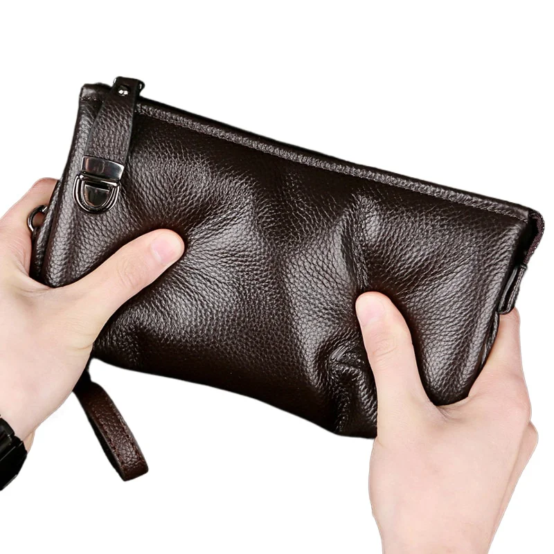 2025 Hand Bag Men Real Cowhide Korean Lock Clutches Male Authentic Luxury Brand Pouch Wallet Clutch Bags Clamping Sack handbags view 4