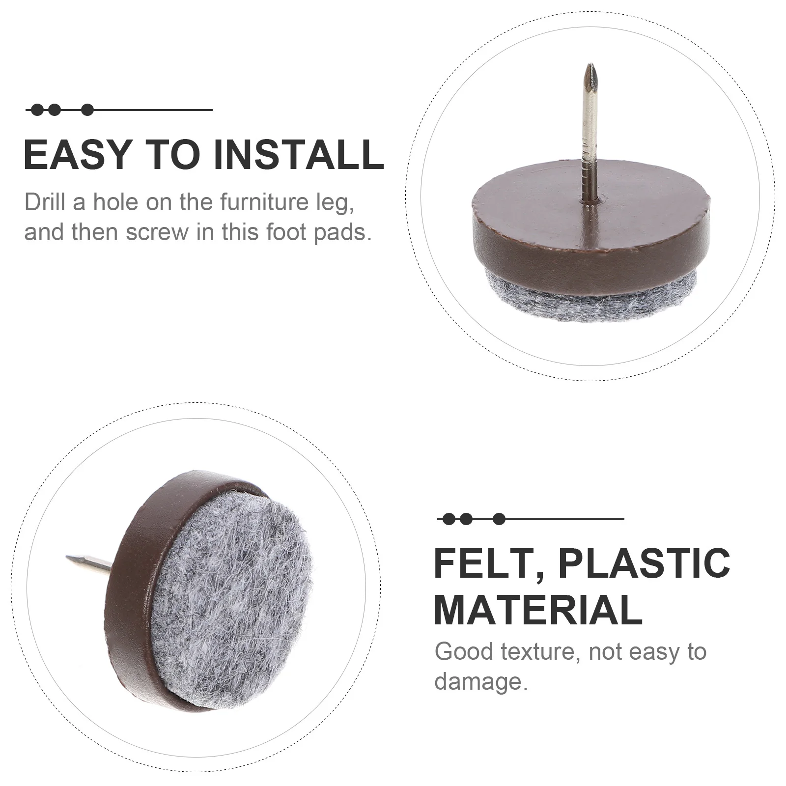 

50 Pcs 24mm Felt Furniture Pads Anti Silent Chair Protectors Floor Protector Waterproof Shockproof Wear Resistant