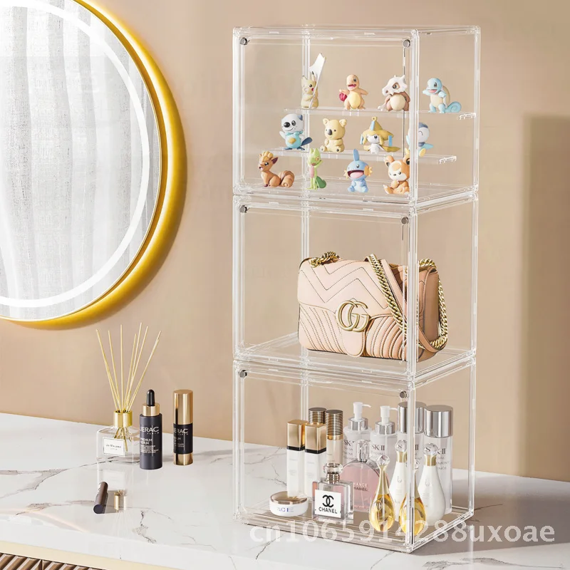 

Transparent Storage Box Bag Display Cabinet Household Desktop Organizer for Cosmetics Books Artifacts - Stackable with