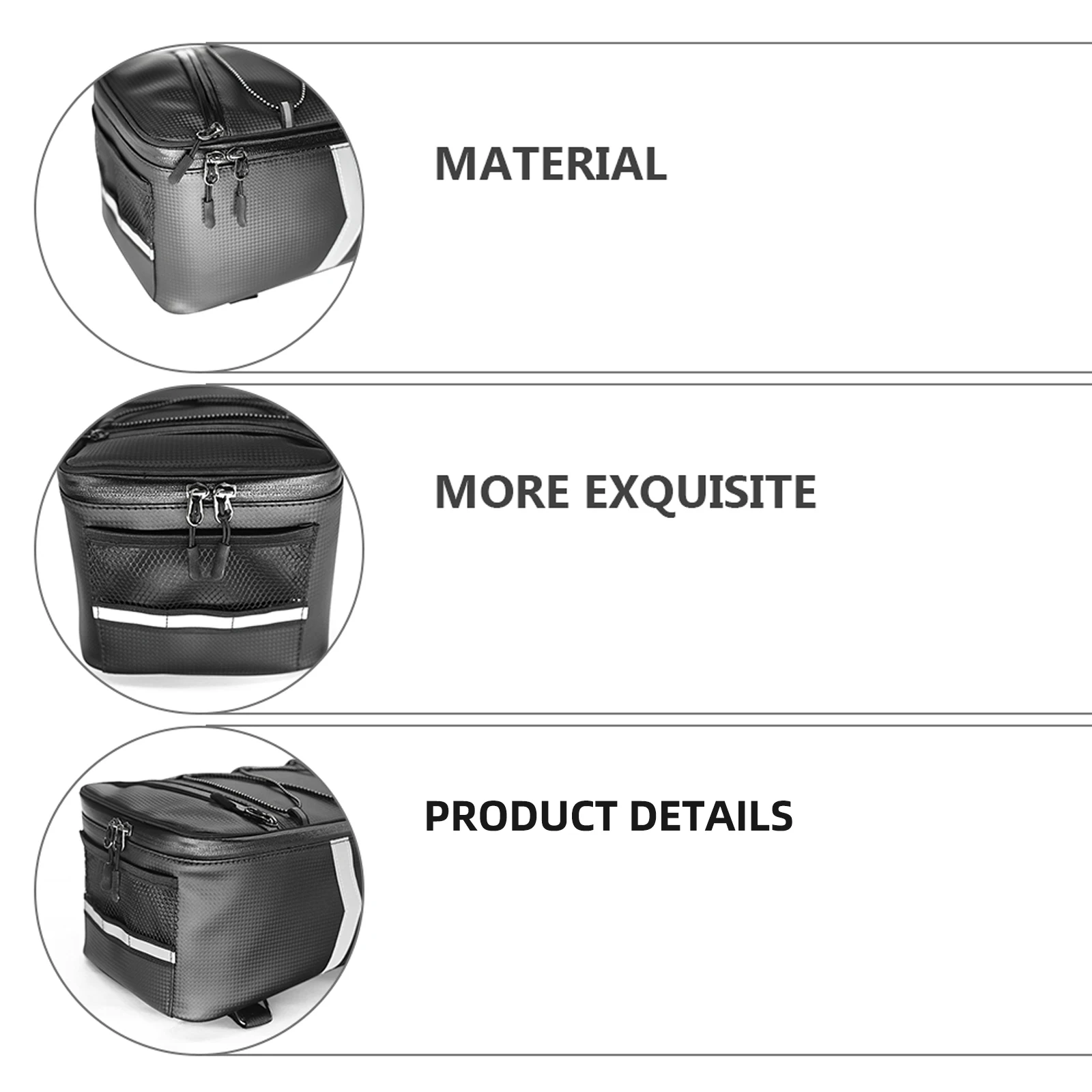 

Rainproof Tail Bag PU Lightweight Small Size Easy Install Disassemble Waterproof Zipper Reflective Areas Fits Bikes