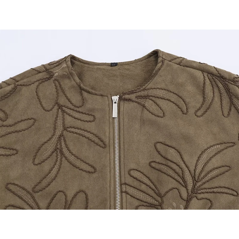 Women's Vintage Embroidery Bomber Jacket Autumn Winter