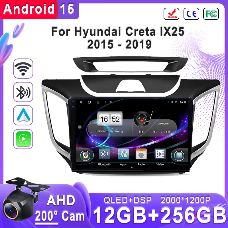 

Android 15 2K Incell Screen Multimedia For Hyundai Creta IX25 2015 - 2019 Stereo Head Unit GPS Navigation High-performance CPU