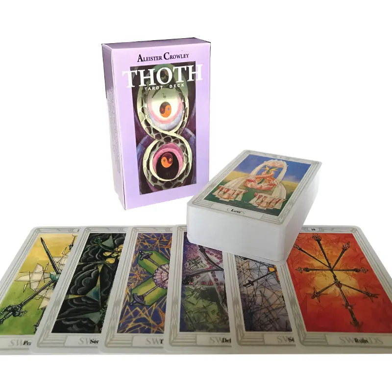 Hot selling Thoth Tarot Oracle Card Fate Divination Prophecy Card Family Party Game Tarot 78 Card Deck PDF Guide