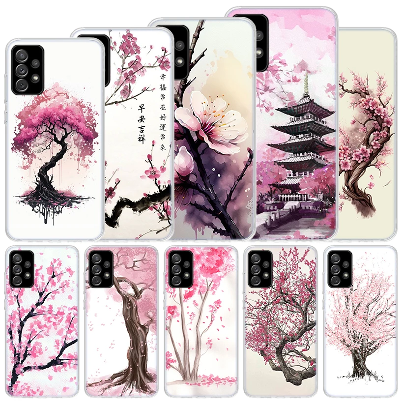 Cherry Blossom Tree Soft Case For Samsung Galaxy A15 A14 A13 A12 A55 A54 A53 A52 Phone Cover A35 A32 A33 A25 A23 A22 A05S A04S G