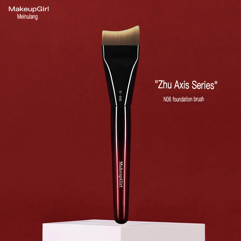 

Charming Girl Zhu Glaze N06 Foundation Flat Head Curved Non-Powder Absorbing Mask Lightweight Fit No Marks Makeup Brush
