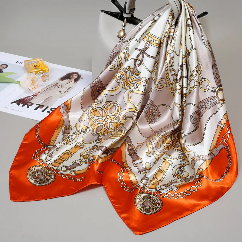 

Small Silk Scarf for Women, Large Square Scarf, Gauze Scarf for Spring, Autumn, and Winter, Paired with a Shirt, for Middle-Aged Mothers, Square 90×90 Thin Scarf