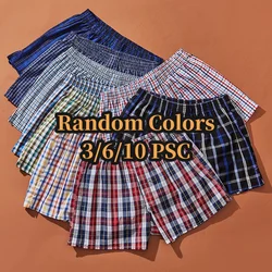 Calzoncillos de algodón para hombre, ropa interior de cintura alta, pijama grande en casa, 3/6/10 piezas, colores aleatorios