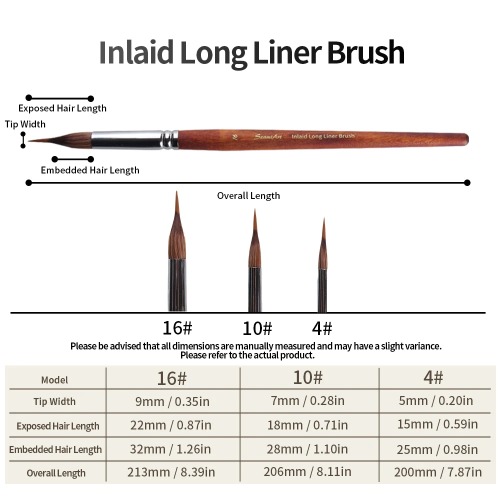 SeamiArt 1 قطعة فرشاة بطانة طويلة مرصعة بالألوان المائية الكلاسيكية من النايلون فرشاة رسم المناظر الطبيعية للوازم الفنية #6