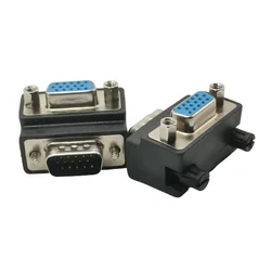 1PC 90도 직각 VGA 남성-15핀 여성 어댑터 SVGA 모니터 케이블(PC 노트북 TV용)