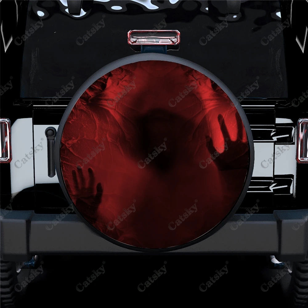 Skull Creepy Demons Polyester Universal Spare Wheel Tire Cover Custom Tire-Covers for Trailer RV SUV Truck Camper