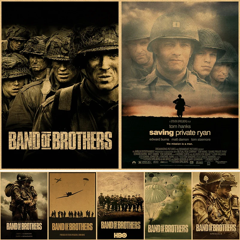 

Vintage Classic Movie Band of Brothers Retro Posters kraft Paper Prints Clear Image room Bar Home Art painting wall sticker 4K