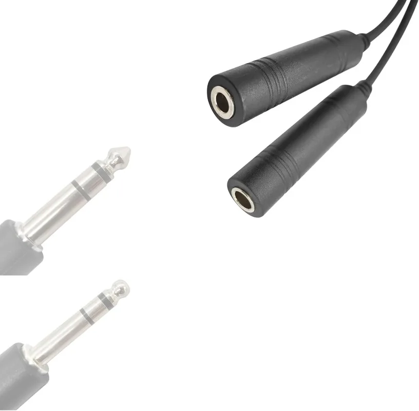 GA Dual Plugs Cuffie per aviazione generale a U174/U Connettore adattatore per cuffie per elicottero Cavo di prolunga per cablaggio civile da 7,1 mm