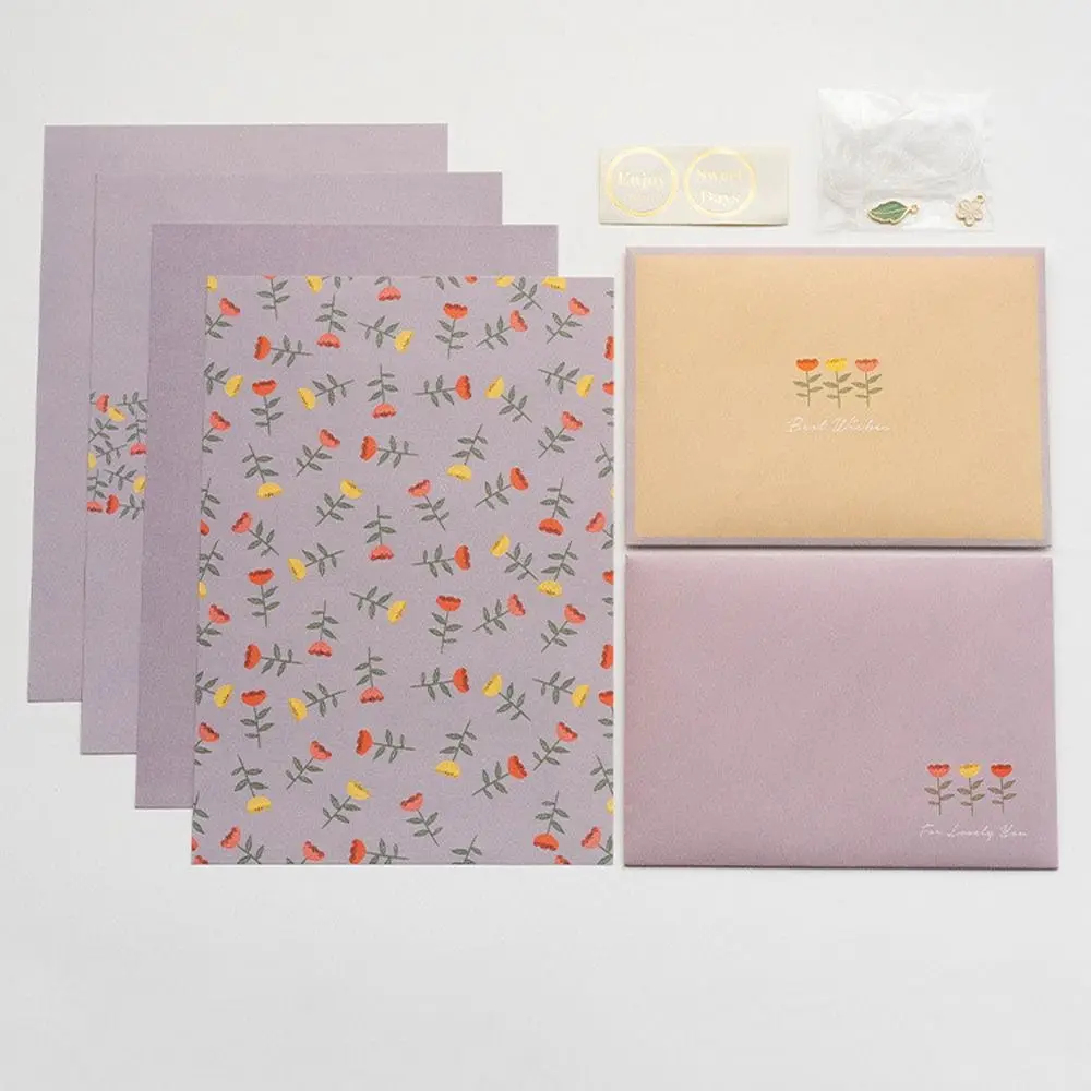 

Gift Card Flowers Floral Envelopes DIY Postcard with Stickers Letter Pads Greeting Kawaii Letter Writing Paper Invitations Cards