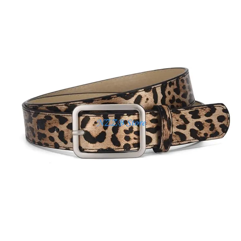 

T21F Fashionable Faux Leather Waist Belt Silver Tone Hardware Accessory