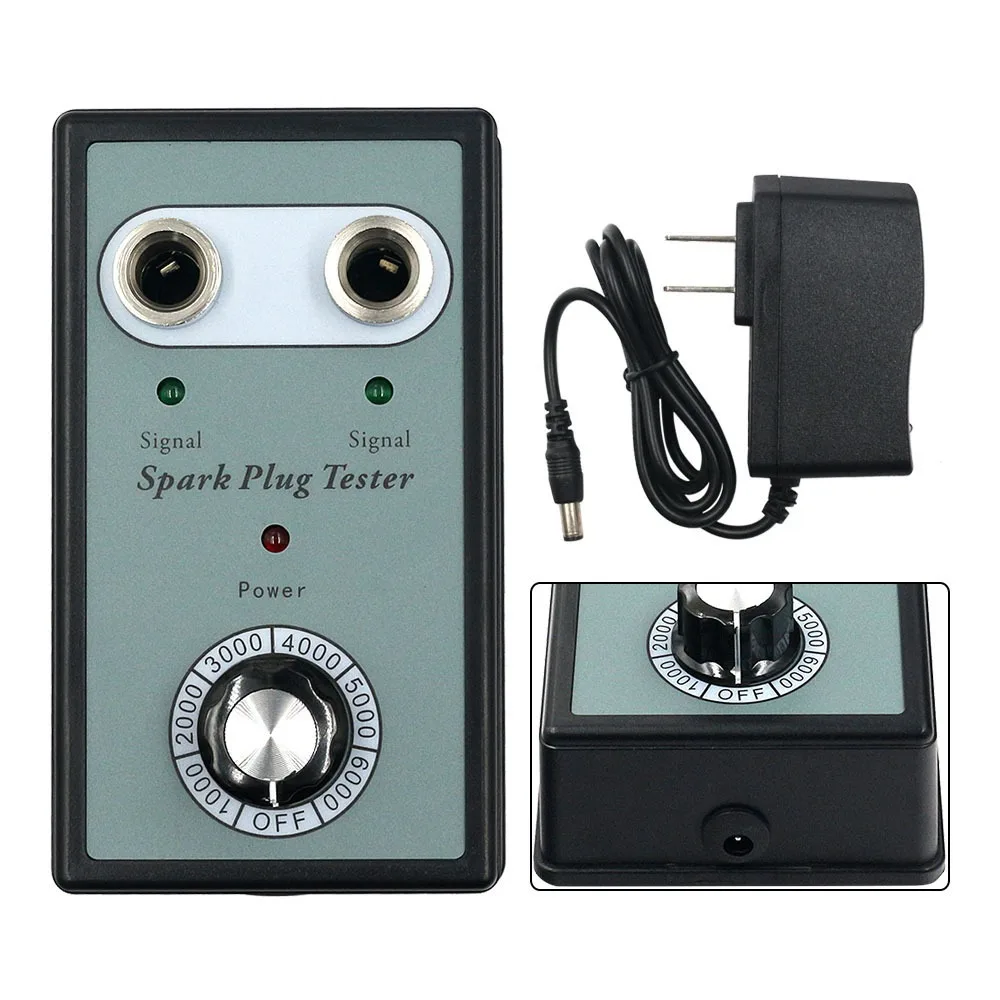 Dual Testing Holes Spark Plug Tester 0-6000RPM Power Adapter Included Ignition Tester Dual Hole Spark Plug Tester