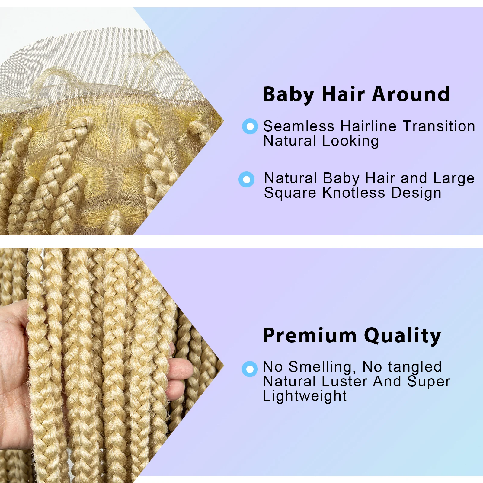 Big Knotless Braided Wigs Synthetic Lace Front Wigs 613 Blonde Large Square Knotless Full Lace Box Braided Wigs for Black Women