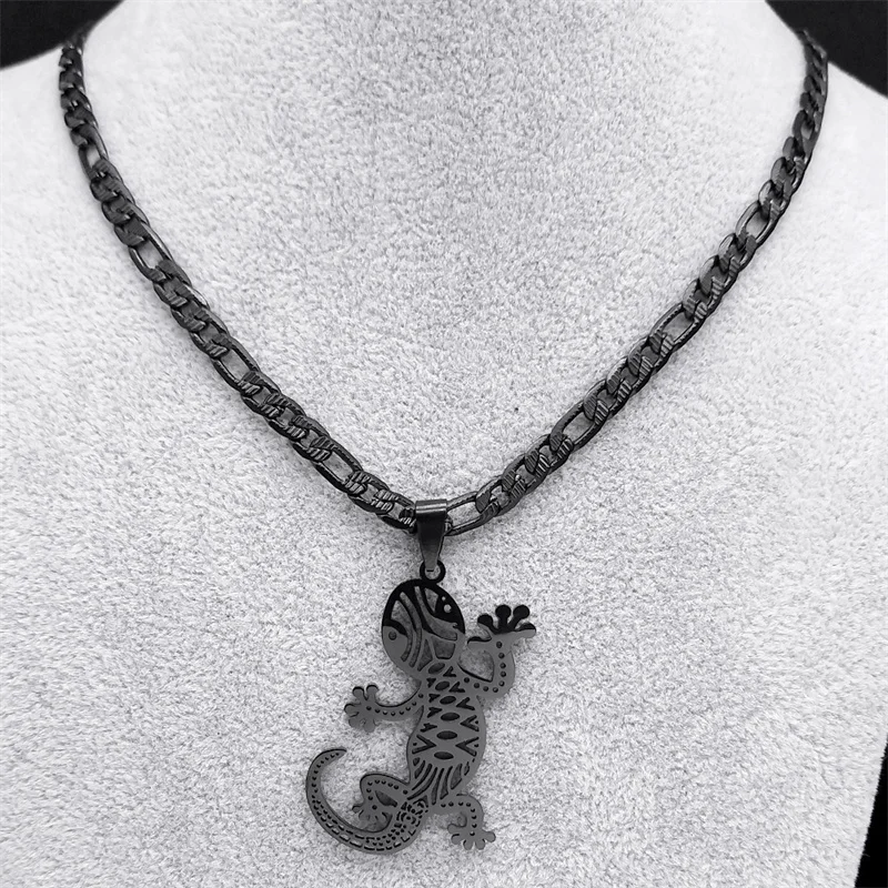 

Goth Lucky Lizard Gecko Necklace for Women Stainless Steel Animal Chain Necklaces Jewelry Salamander Pendant Gifts NZZZ515S08