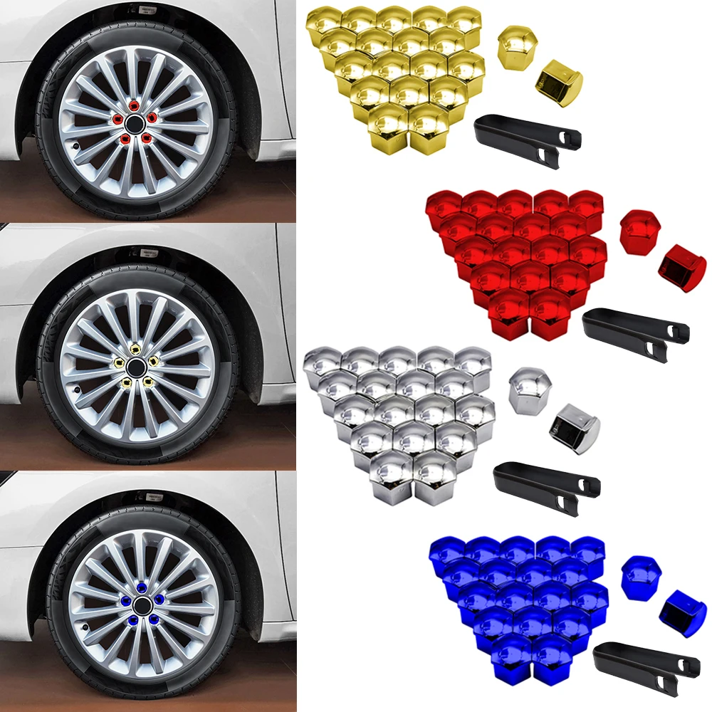 20Pcs/Set 17 19 21mm Car Wheel Nut Covers Auto Hub Screw Protection Cap Bolt Rims Auto Exterior Accessories Anti-Rust Dust Cover