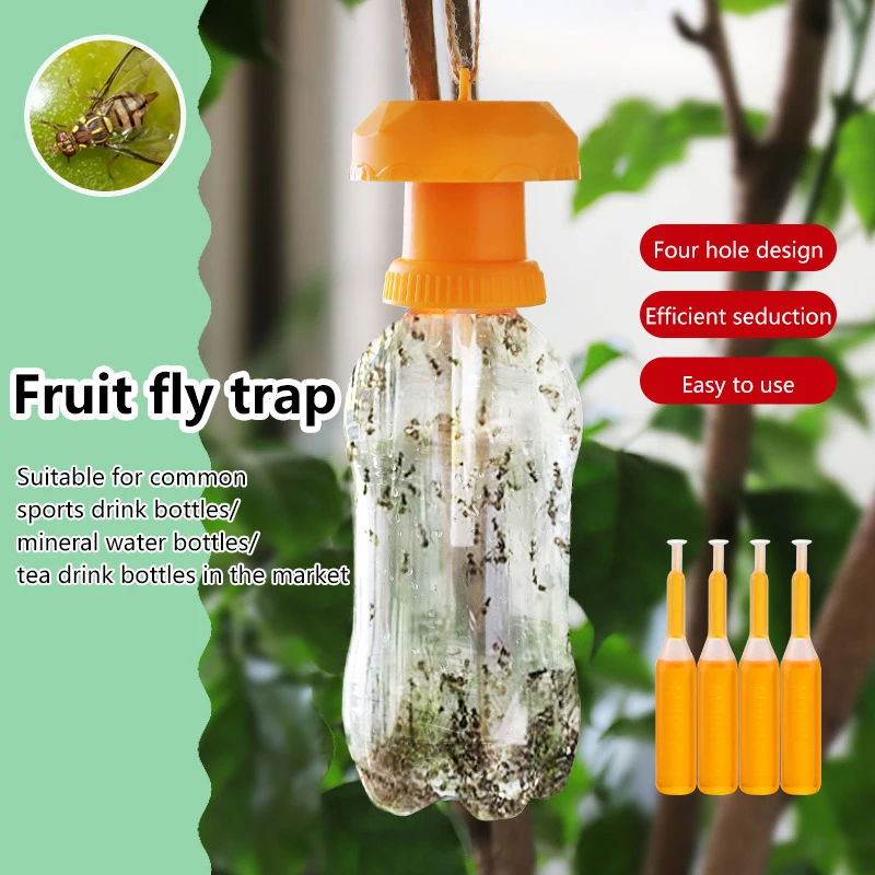 Yellow Fruit Fly Trap Killer Plastic Cap Sponge Stick Garden Orchard Insect Catcher Anti Pest Control Attracting Trapping Agent