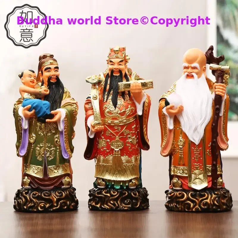 A SET 3PCS # 38cm large Southeast Asia HOME SHOP efficacious Fu Lu Shou Gods bless FENG SHUI statue Good luck safe health money