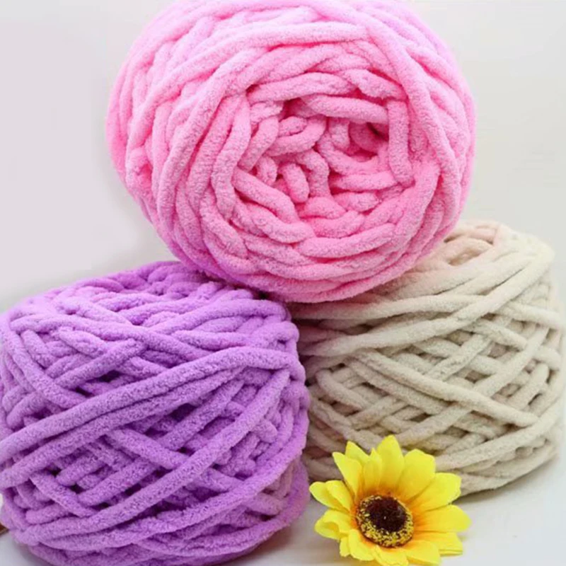 100g/Ball Chenille Knitting Chunky Yarn Soft Thick Ice Strip Line Hand Crochet Weaving Scarf Blanket Thread Needlework Crafts