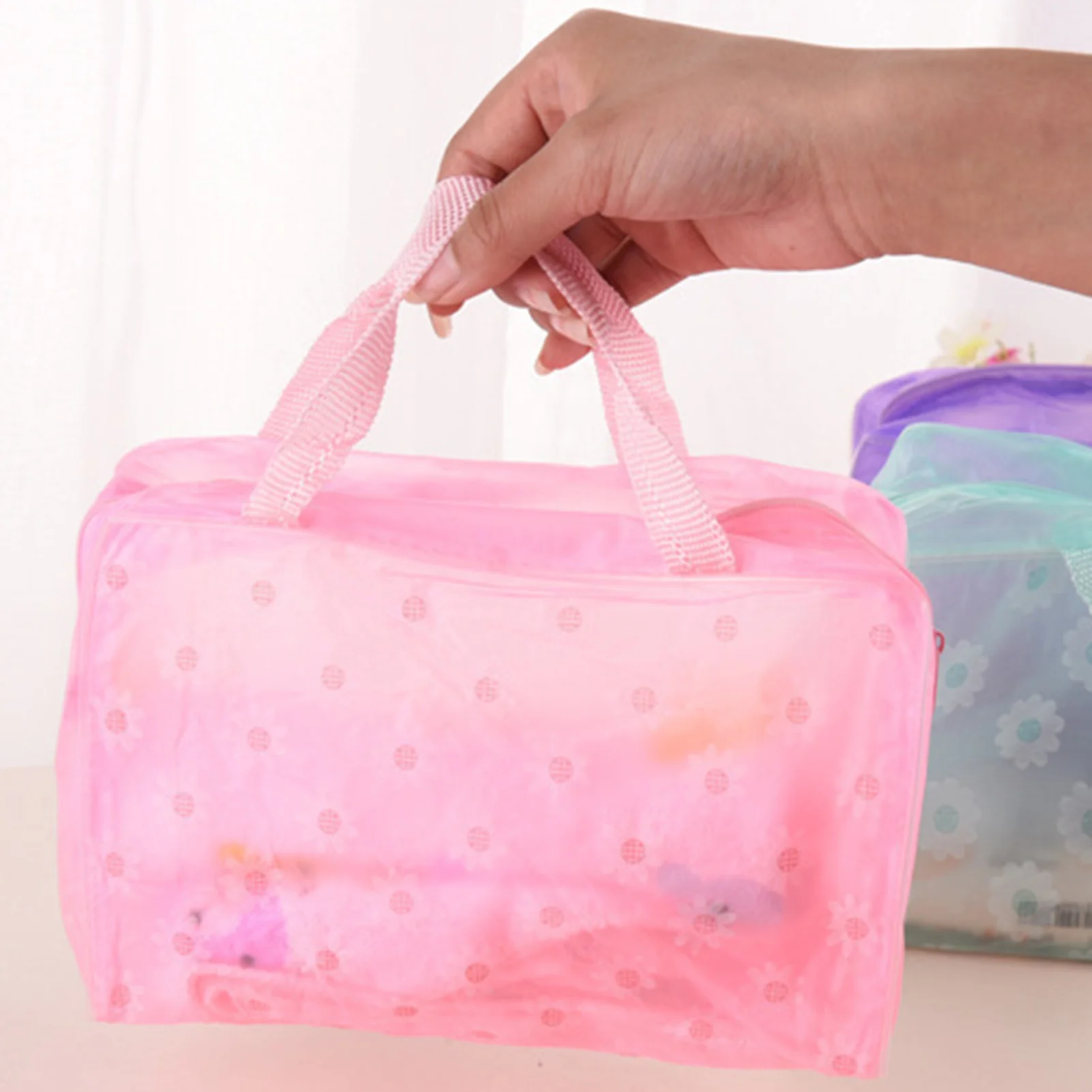 

Водонепроницаемая прозрачная косметичка из ПВХ с застежкой-молнией и ручкой для путешествий, органайзер для хранения косметики в ванной комнате