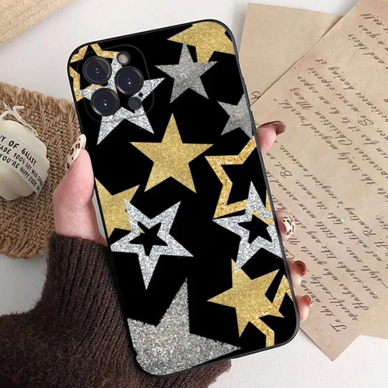 Cool Silver Star Phone Case For iPhone 8 7 6 6S Plus X SE 2020 XR XS 14 11 12 13 Mini Pro Max Mobile Case