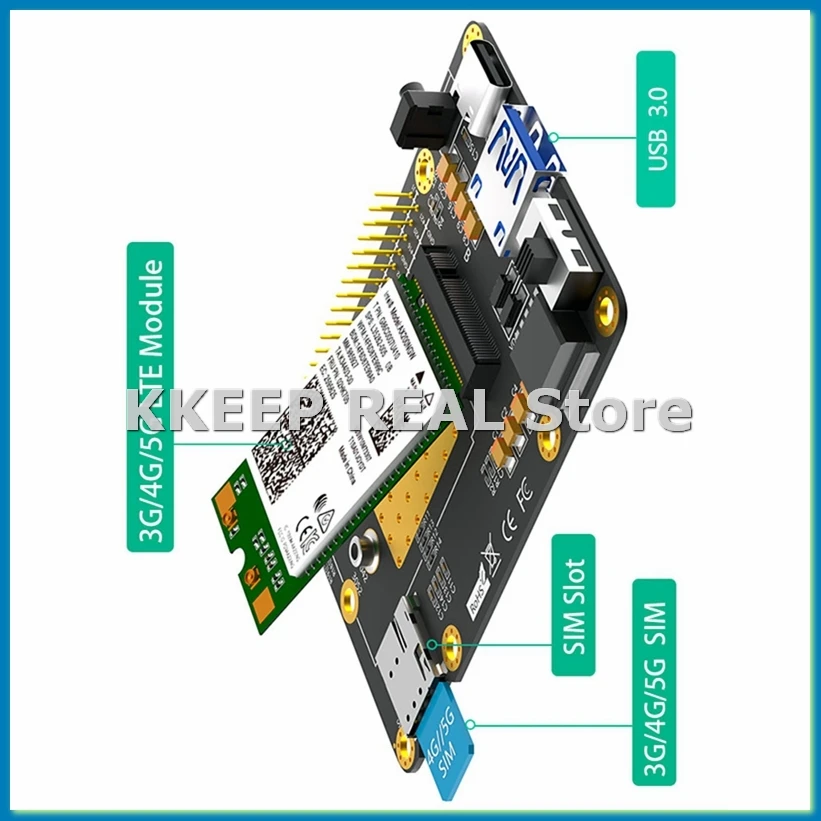 

База 4G/5G HAT M.2 B Key to USB3.0 Карта расширения со слотом для SIM-карты для 5 для RM500Q RM500U GM800 SIM8200-A79U