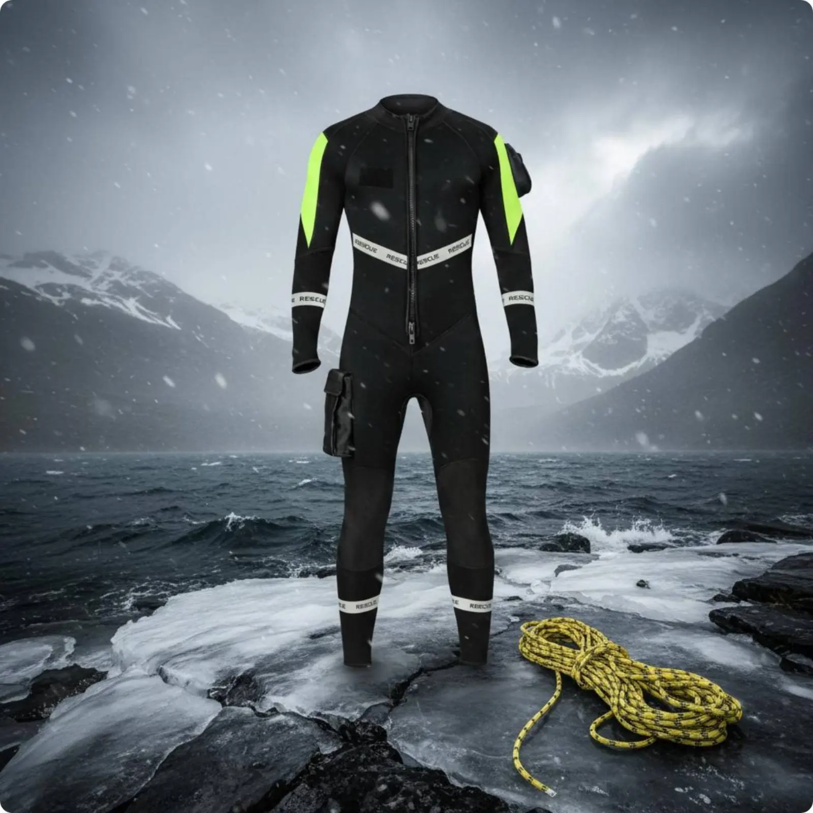 Rescue Wetsuit Flexibility Reflective Neoprene Suit Full Body Dive Suit Front Zipper Full Body Wetsuit Abrasion Resistant