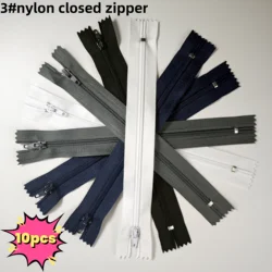 (10pcs)3# nylon closed tail zipper dress pants front front crotch pocket short zipper 15cm