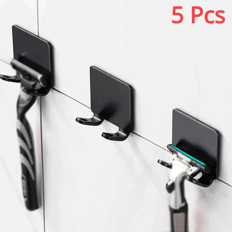 1-5PCS Shaving Razor Holder Alumium Men Shaving Shaver Storage Hook Wall Shelf Razor Rack Bathroom Kitchen Accessories