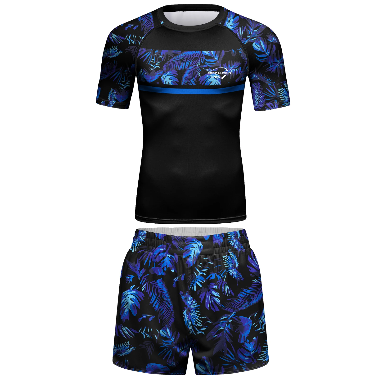 Cody Lundin Set Rashguard UV Protection Compression Pant and Blouse UPF 50+ Swimsuit With leaf Print Fitness Suit Sportswear