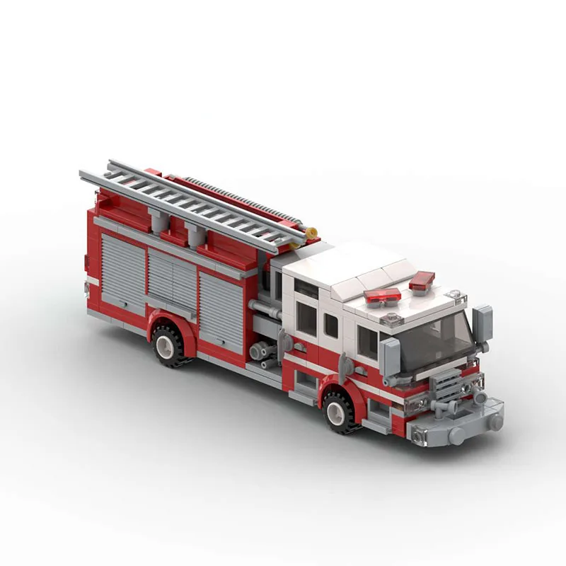 

Technical Mini USA City Fire Truck Building Block Transport Vehicle Rescue Fords V8-85 Model Assembly Collection Kids Toy Gift