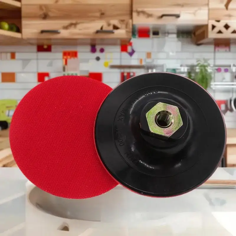 

4-дюймовый красный полировальный диск с внутренними зубьями — пластиковая подложка с резьбой M10 для угловой шлифовальной и полировального круга, высокоскоростная отделка